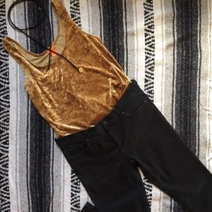 Joe Fresh Crushed Velvet Gold Tone Tank